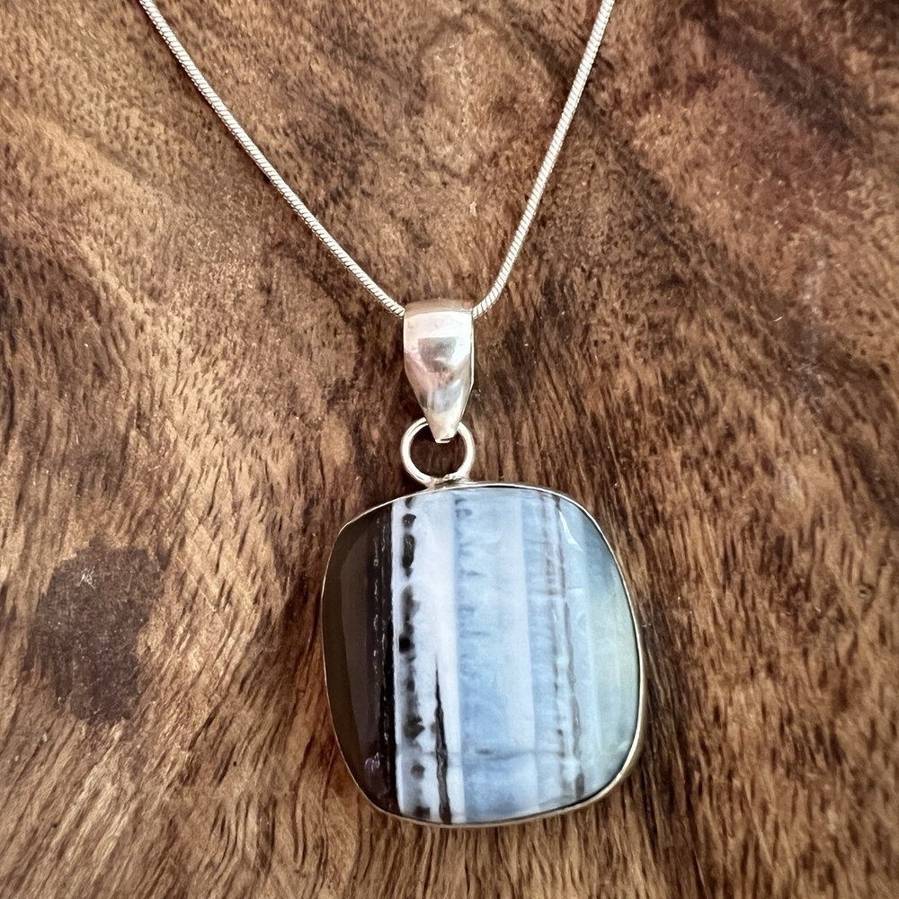 925 sterling silver Owyhee Necklace Blue Opal Stone Womens Jewelry